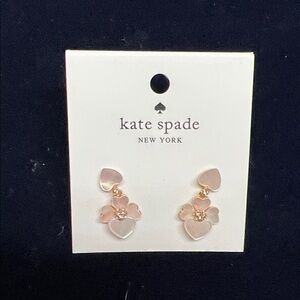 kate spade blush pink floral drop earrings with gold accents